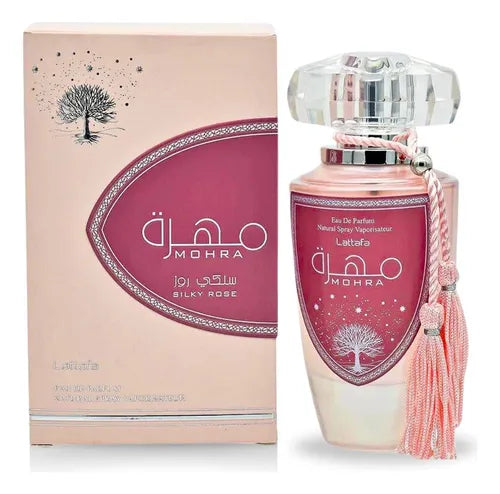 Lattafa Mohra Silky Rose Eau De Parfum 100ml – Long-Lasting Silky Sweet Floral Rose Perfume for Women by Lattafa