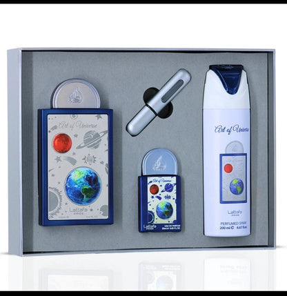 Lattafa Art of Universe Gift Set – 100ml Perfume + 200ml Deodorant + 20ml Travel Spray Luxury Unisex Arabic Fragrance