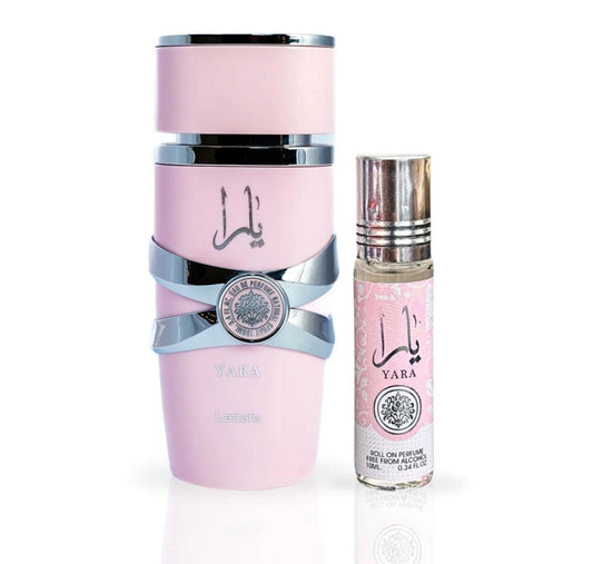 Yara Bundle – 100 ml Eau de Parfum + 10 ml Roll-On (Lattafa)
