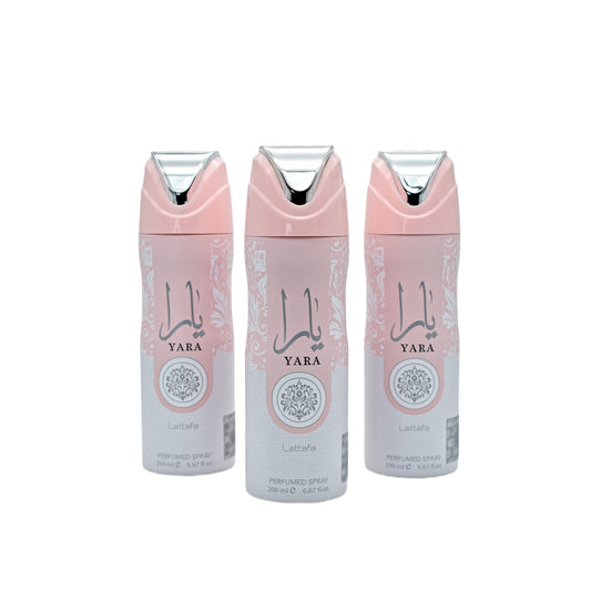 Lattafa Yara 200 ml Perfumed Body Spray Bundle of 3 â Long-Lasting Arabic Deodorant for Women