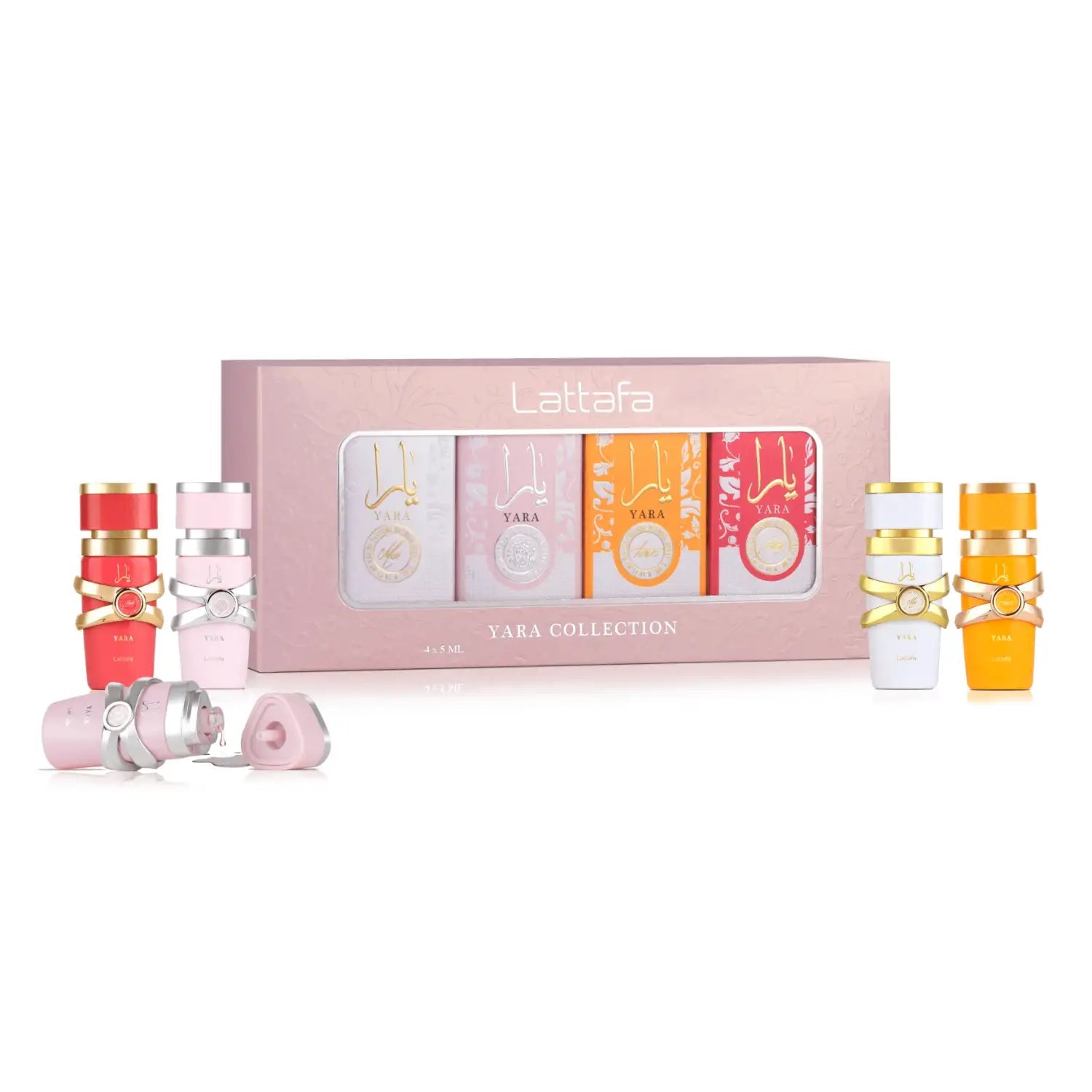 Lattafa Yara Mini Collection 5ml – Set of 4 Mini Perfumes (Yara, Yara Moi, Yara Tous, Yara Candy) Gift Set